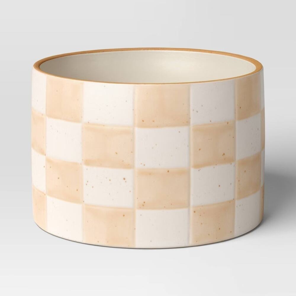 Threshold Checkered Stoneware Planter Pot 5.88" Indoor‎ Outdoor NEW